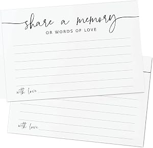 GardenCity Share a Memory Card - 50 Pack, Share a Memory Cards for Celebration of Life, Funeral, Memorial, Birthday, Graduation, Bridal Shower, 4” x 6", Minimalist