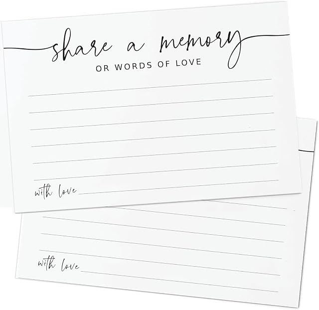 GardenCity Share une carte mémoire - 50 Pack, Partager une carte mémoire pour célébrer la vie, Funérailles, Mémorial, Anniversaire, Graduation, Douche de mariée, 4” x 6", Minimaliste