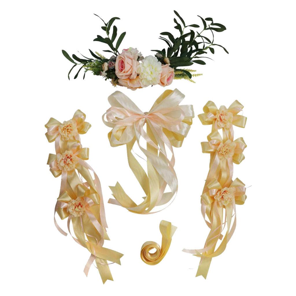 F Fityle Décoration de Voiture Mariage Guirlande Voiture de Mariage Fleurs Artificielles pour Décoration de Mariage-Diverses Couleurs, Champagne