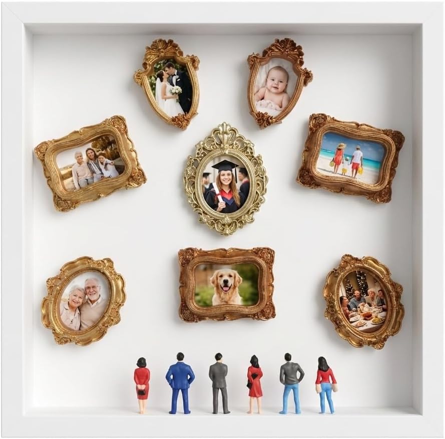 DIY Shadow Box Frame - Deep Shadow Museum of Us Silhouette Box Kit Mini Frames - Mini Vintage Photo Figures Picture Frame - Miniature Museo Display