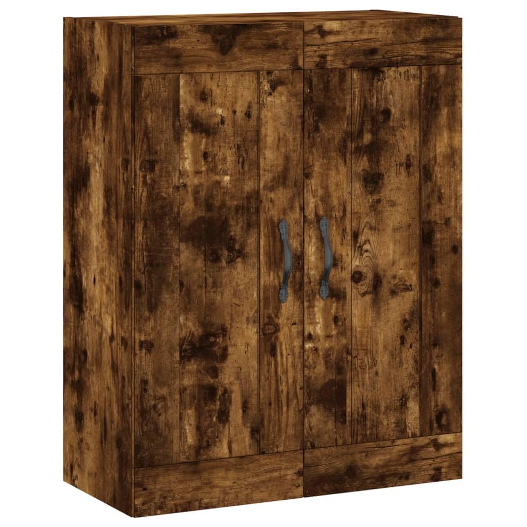 Armadietto alto di alta qualità in rovere affumicato, 69,5 x 34 x 180 cm, in legno con molto spazio, pratiche ante e piedini in metallo, ideale per soggiorno, sala da pranzo, corridoio