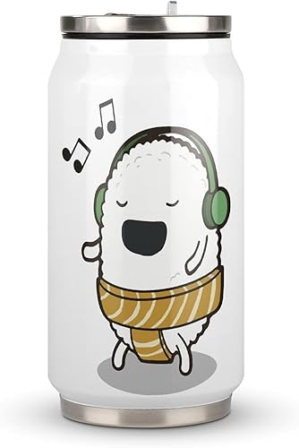 Sumo Sushi - Taza de café helado de acero inoxidable con tapa y pajita, taza de viaje aislada