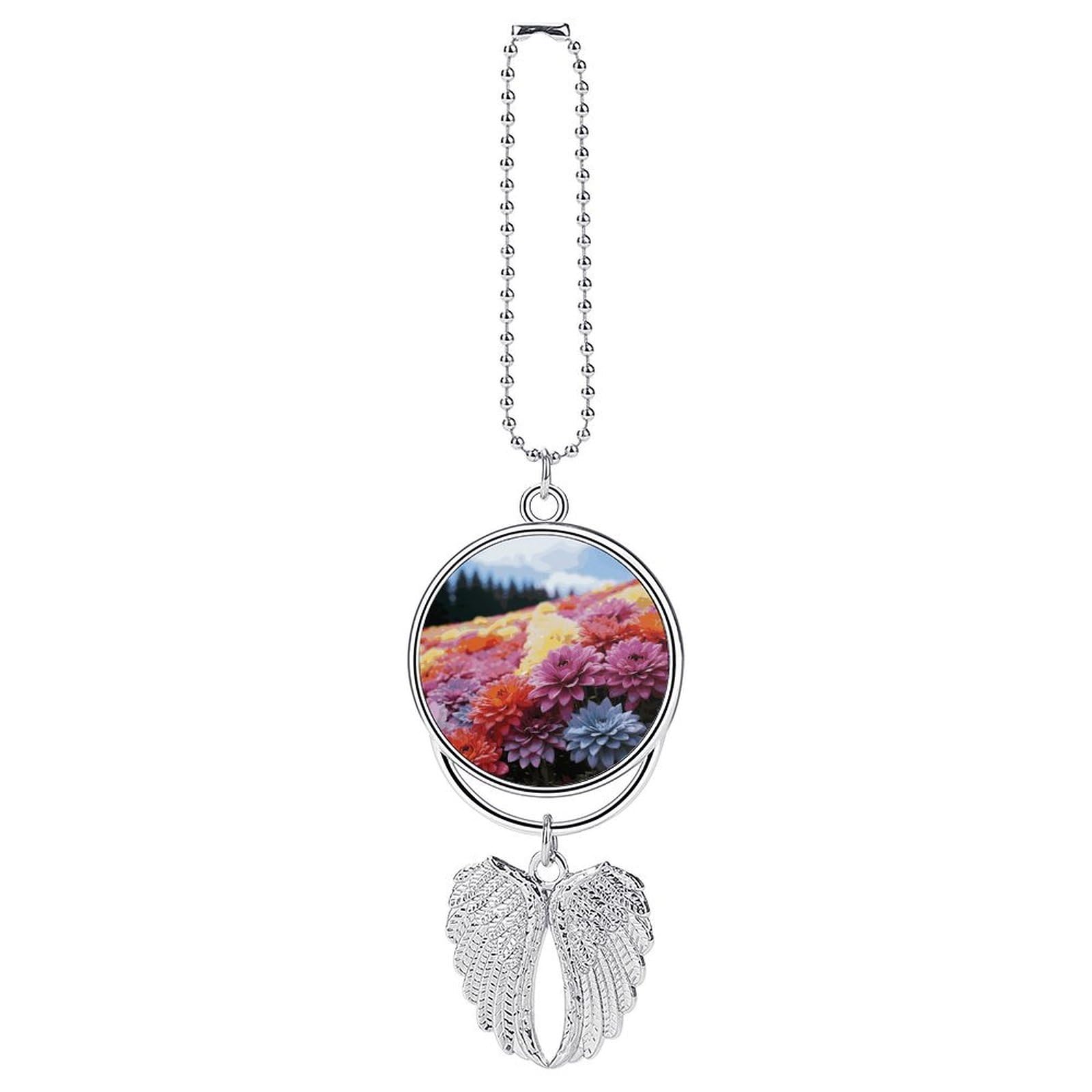 Rainbow Flower Sea Car Pendant Hanging Swing Auto Rear View Mirror Hanging Car Rear View Mirror Charm Truck Hanger Ornament Charm for Car Rear View Mirrors Accessories