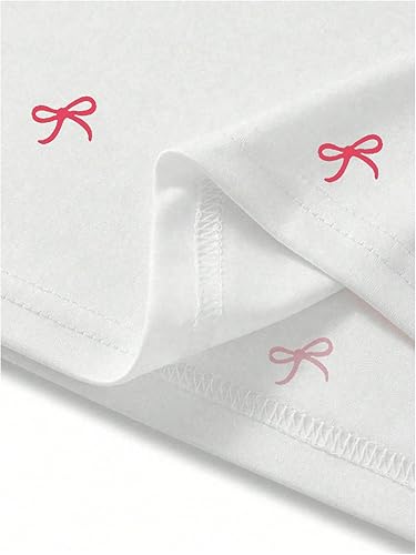 Miniatura 5 de SHENHE Camiseta de manga corta con cuello redondo y lazo para mujer, camiseta estética coqueta de verano