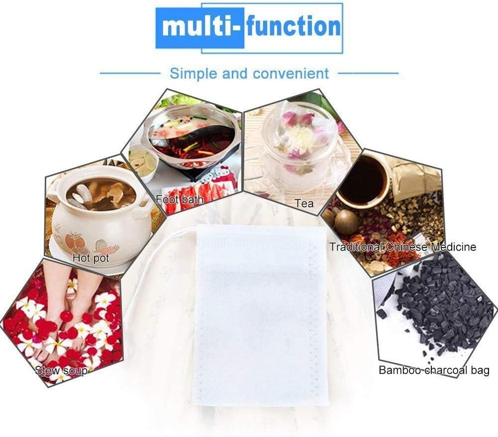 TamBee Large Empty Tea Bags for Loose Leaf Tea Cold Brew Bags Reusable Tea Bag Bath Tea Bags for Tub Tea Sachets Coffee Filter Bags 8" x 10" 200 Pcs