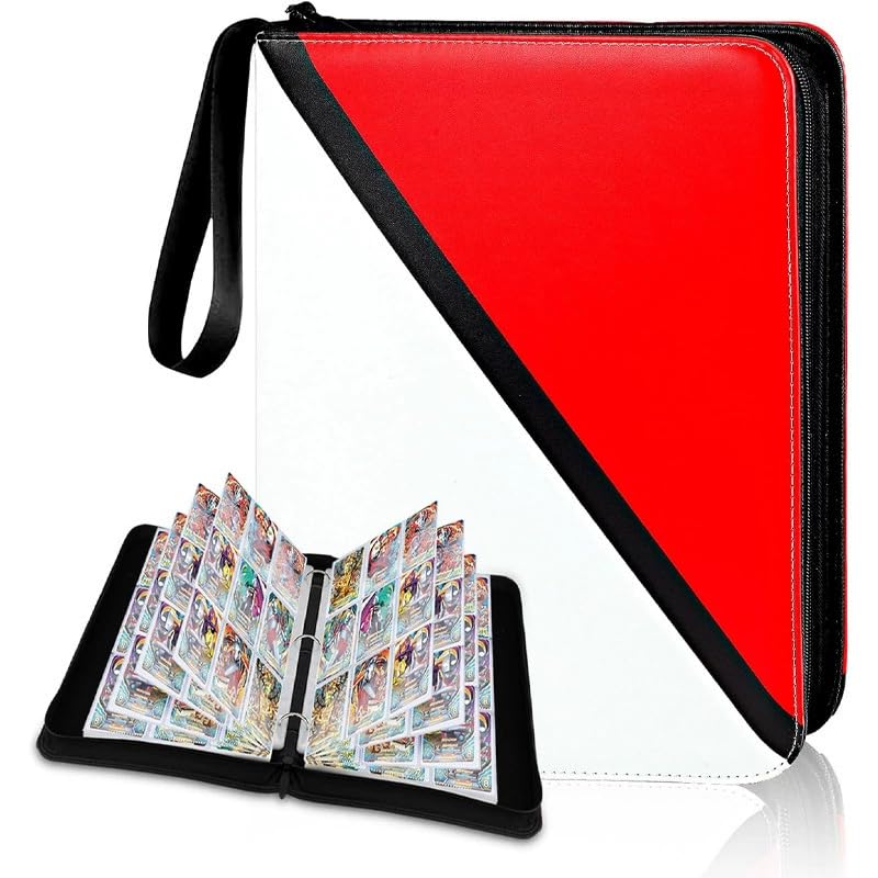 9 Pocket Card Binder With Zipper, Binder Holds 900 Cards, Card Collection,Durable Zipper-bound Card Binder Album With Top-opening Inner Pages, Folder For Collectible Games, Sports, TCG (Red) โ image 1