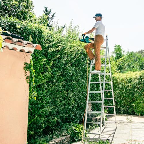 Ausziehbare Leiter, 2 Ebenen, StablePro 2 x 11 Stufen, Aluminium, ausziehbar, verschiebbar, 3 Positionen, Arbeitshöhe max. 5,78 m, Hostrom