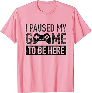 Camiseta con Frase Divertida con Diseño Estampado Dejé Mi Juego en Pausa para Estar Aquí Tops de Verano de Algodón Camiset...