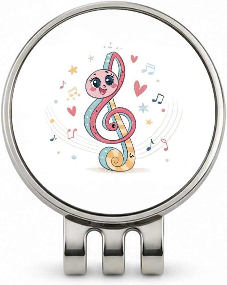 Kawaii Treble Clef Music Golf Hat Clip with Ball Marker