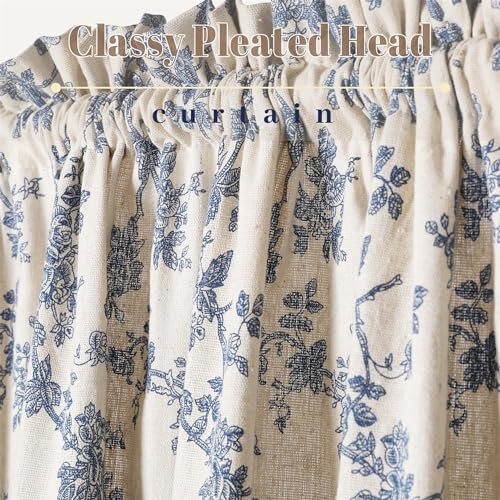 Image of Linen French Door Curtains Set of 2, Elegant Country Style Retro Orchids Front Door Curtain Dual Rod Pocket Tiebacks Included, 54 inch W x 72 inch L