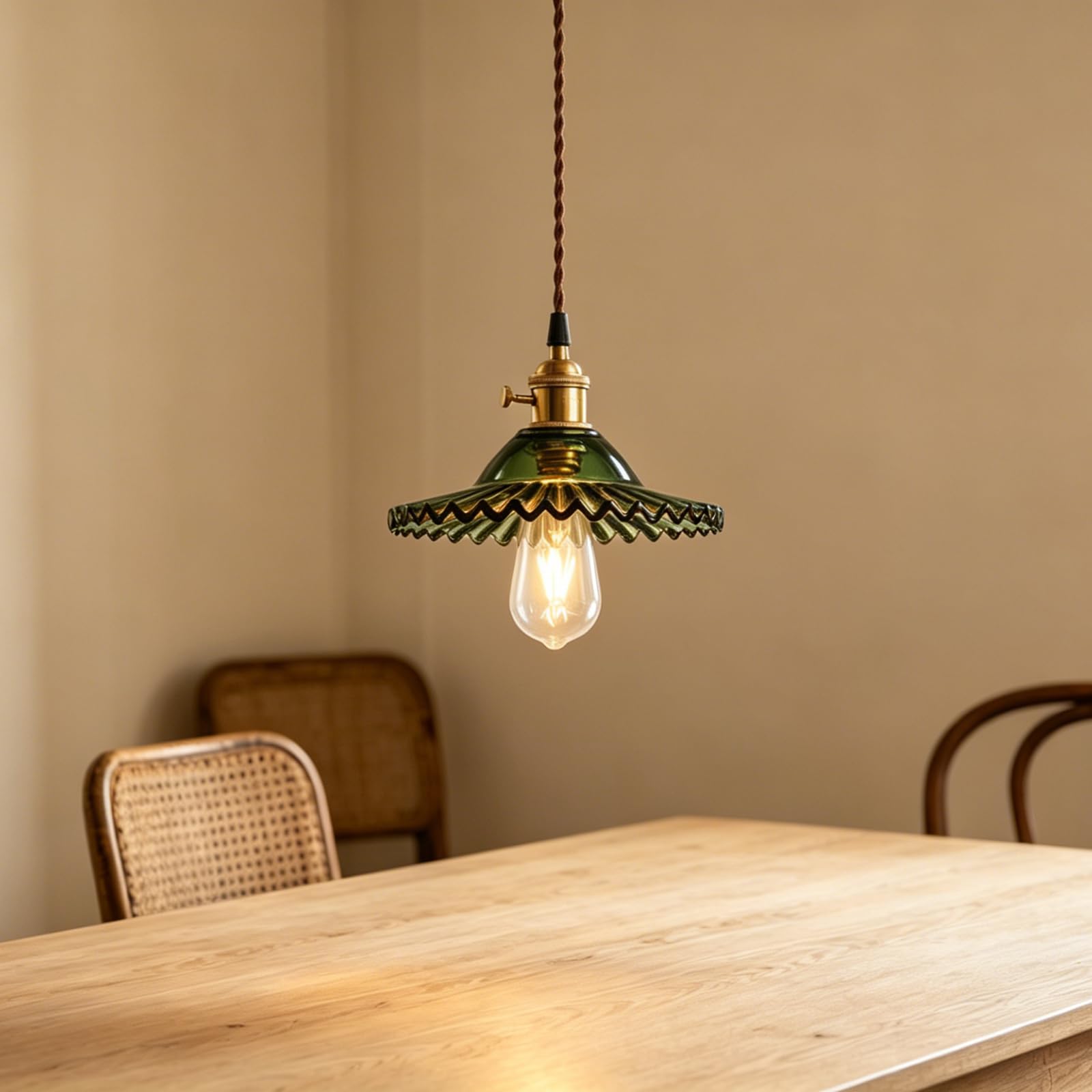 Chrasy E27 Vintage Lampade a Sospensione in Lampada a Soffitto in Vetro Industriale Vetro Plafoniera Retrò Lampade a Sospensione Lampadario per Sala Bar Ristorante Ufficio Retro(Verde)