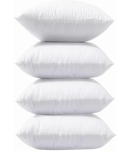 4 Pack 18x18 White Throw Pillow 