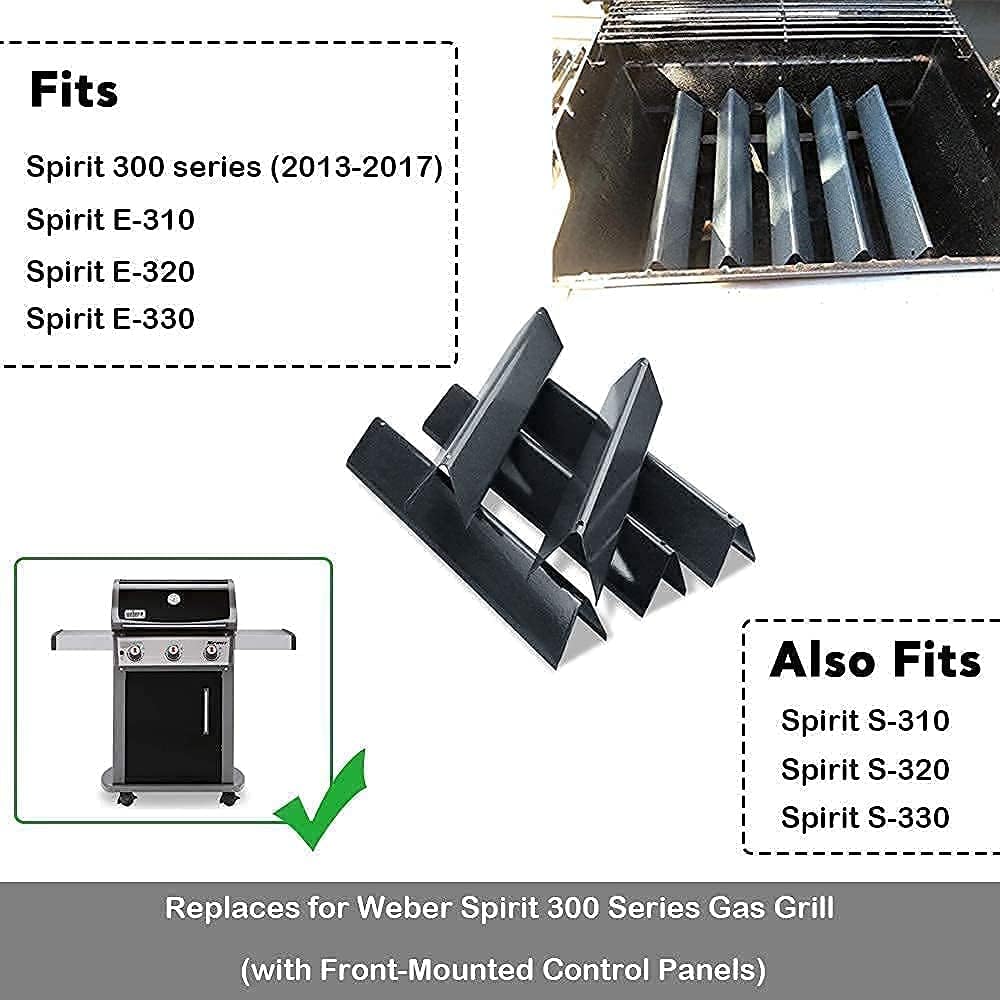 Uniflasy 15.3 Inch Flavorizer Bars and 17.3 inch Stainless Steel Cooking Grates for Weber Spirit 300 Series with Front Control, Replacement Parts Kit for Weber Spirit E310 E320 E330 S310 S320