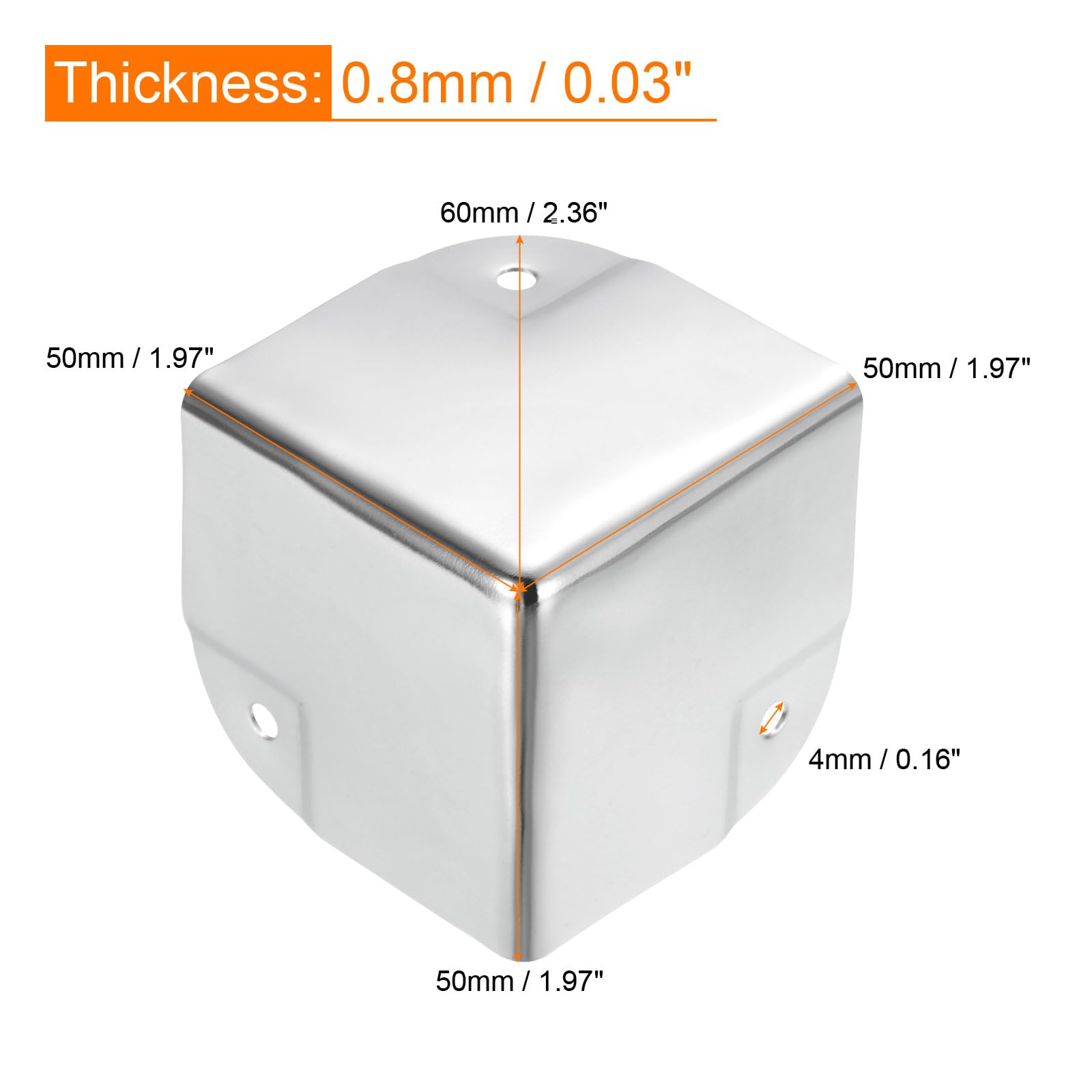 QUARKZMAN Metallo Protezioni Angolari per Scatole Protettore Bordi 50 x 50 x 50mm Argento Tono 24pz per Tavola Angoli e Scrivania Angoli