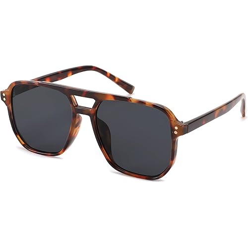 FEISEDY Retro Square Aviator Sunglasses Women Men 70s Vintage Trendy Plastic Frame Sun Glasses B2835