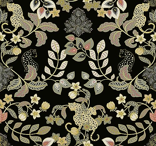 Scott Living Getty Black Jungle Damask Wallpaper