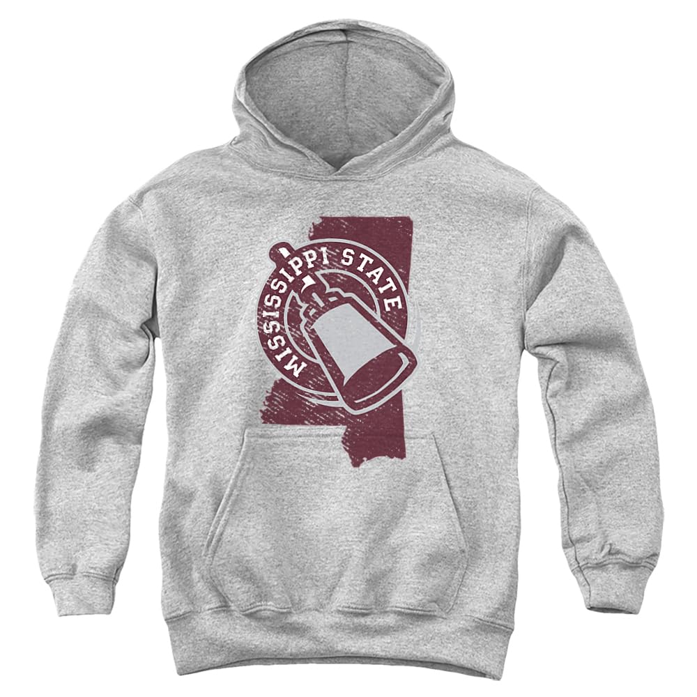 Mississippi State University Official State Shape Youth Kids Boy/Girls Pull-Over Hoodie Sweatshirt