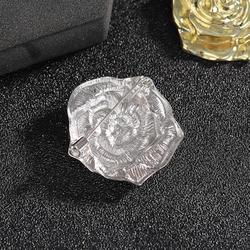 Image of Gold Flower Brooches for Women Enamel Rose Lapel Pins for Men Suit Backpacks Blazer Dress Jacket Badge Wedding Party Accessories Gift