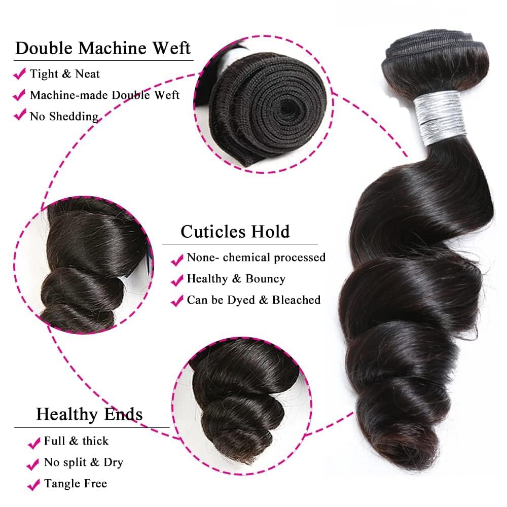 Amazon.com : Loose Wave Bundles 14 16 18 Human Hair Bundles  display picture 1