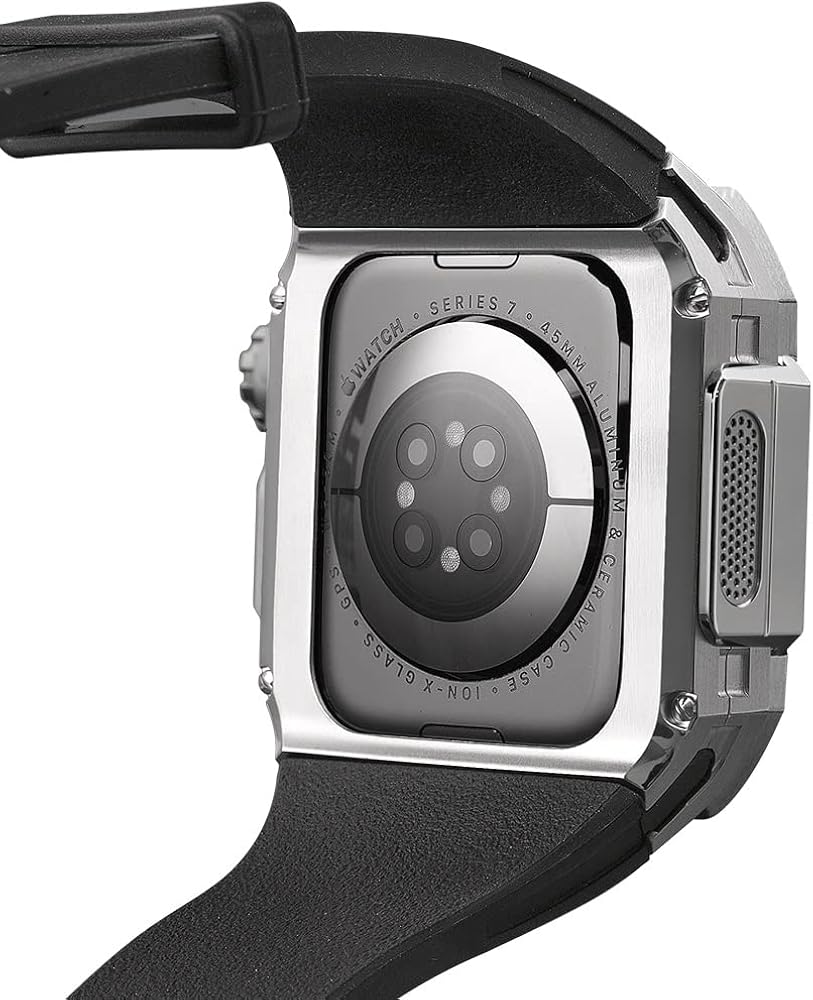 dzhtus luxury carbon fiber case modification kit for apple watch 45mm viton watch band for iwatch 7 8 ultra 45mm replacement replacement with tools