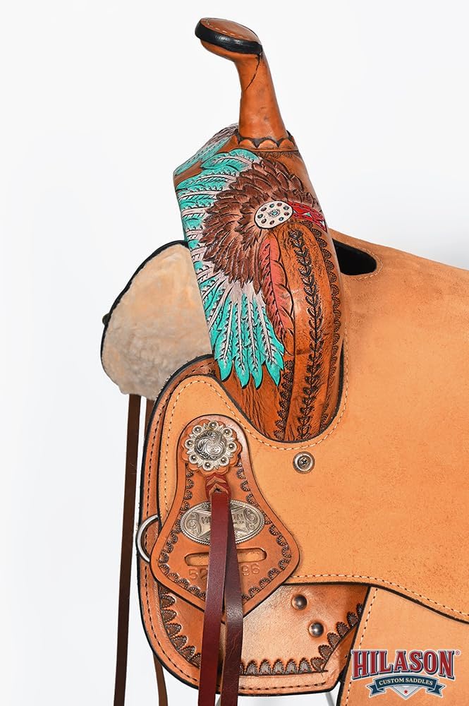 HILASON Flex Tree Western Horse Saddle in American Leather Barrel Trail | for Horses