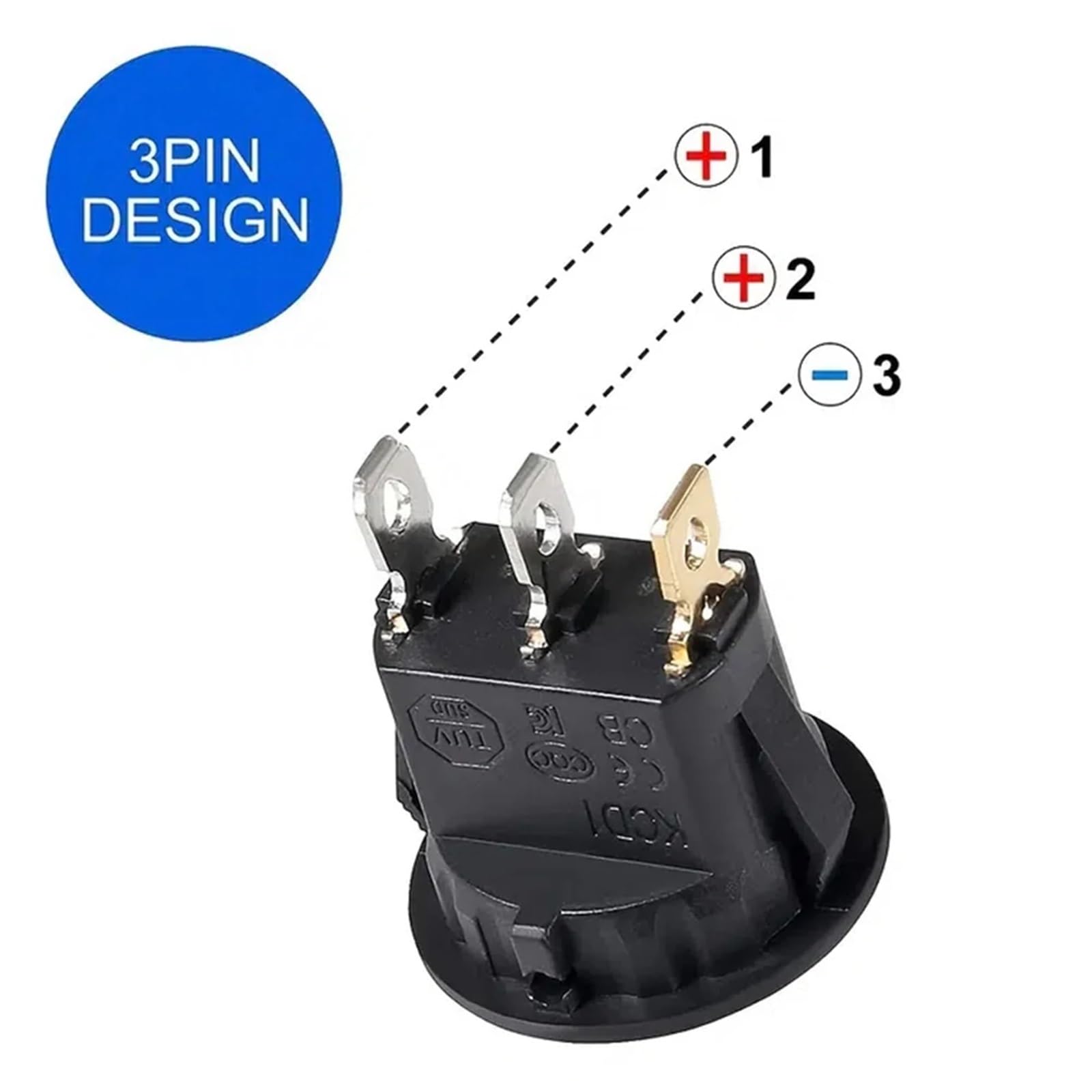 4 interruptores basculantes iluminados, Resistentes al Agua, CC 12 V, 20 A, Redondos, de 3 Pines, for Coche, Barco, camión. Interruptor Basculante(Oranje)