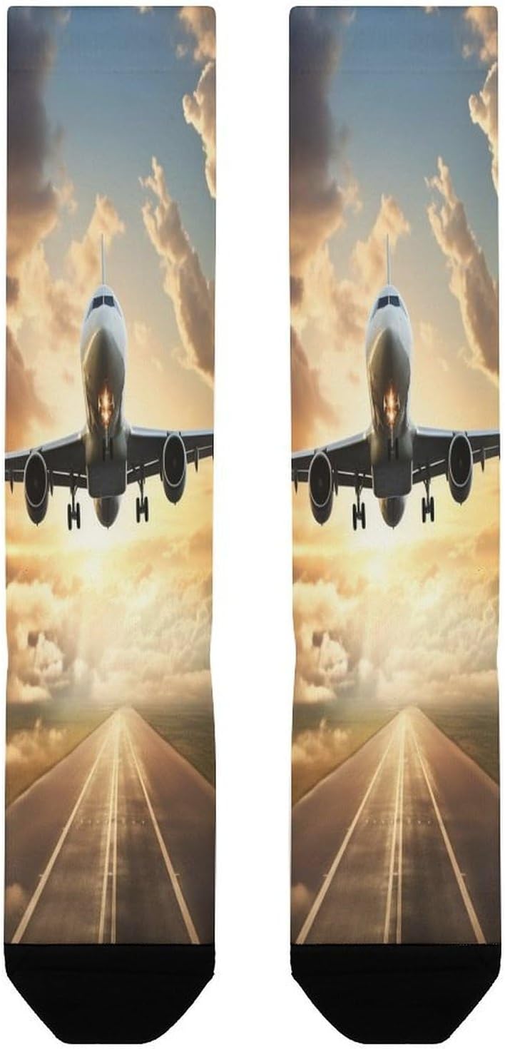 Airplane Compression Sock Circulation Support Socks Lightweight Knee High Tube Sock Over-The-Calf Sock for Adult