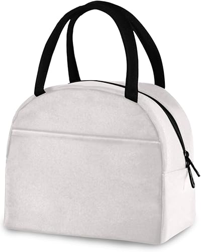 ZZKKO Bolsa de almuerzo blanca, organizador de lonchera, contenedor de almuerzo aislado con cremallera para preparación de comidas, bolso enfriador