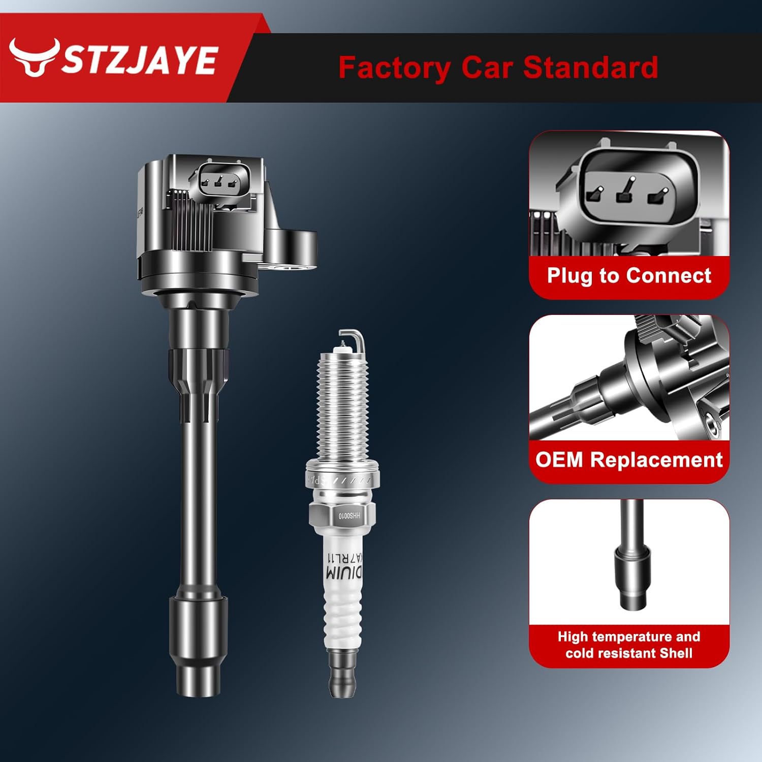 Set of 4 Ignition Coil Packs and Iridium Spark Plugs Kit UF749 Compatible with Honda for Civic 2016 2017 2018 2019 2020, for Fit L4 1.5L 2015 2016 2017 2018 2019