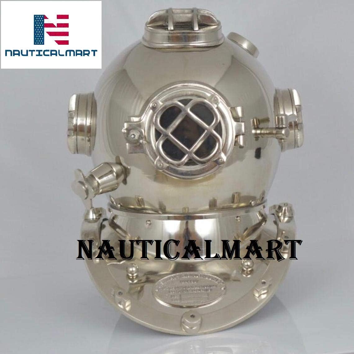 Antique Divers Helmet for Home Decor Chrome Finish for Nautical Lovers