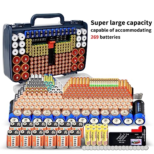 Battery Organizer Storage Case with Tester for 269 Batteries, Double Sides (Blue) by Aptbyte - Used condition - Image 4