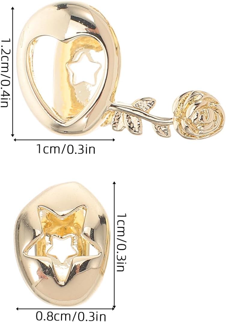 Abaodam 4pcs Hip Hop Fake Teeth Caps Gold Plated Hollow Rose and Star Tooth Grills Punk Style Mouth Jewelry for Halloween Costume