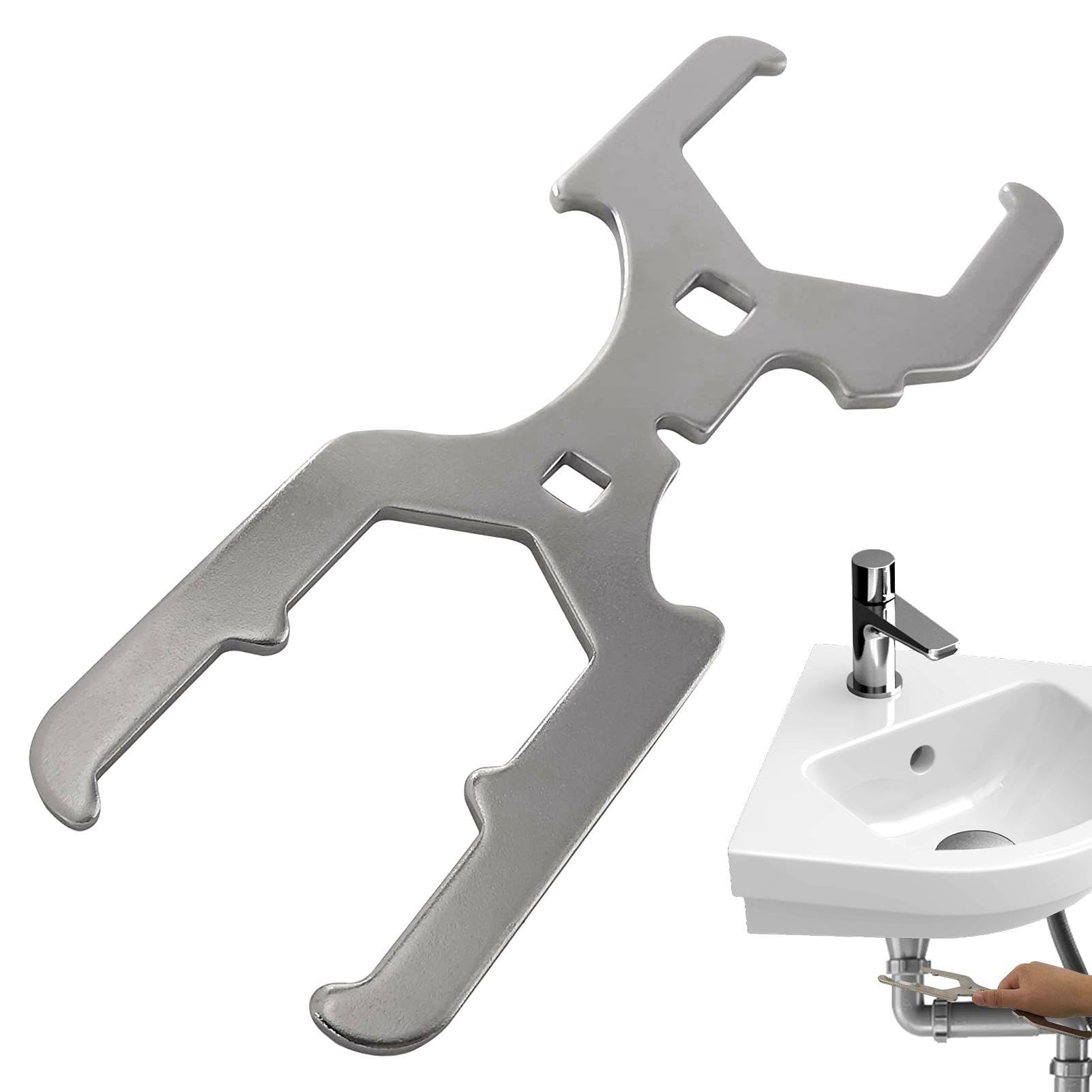 Fukamou A Plumbers Sink Strainer Wrench - 3-Way Multifunction Sink Install Wrench Lloy Steel,Plumbing Equipment For Metal Slip Joint Nuts, Lock Nuts, Slip Joint Wing Nuts, Fits 1-3/4-Inch, 2-Inch
