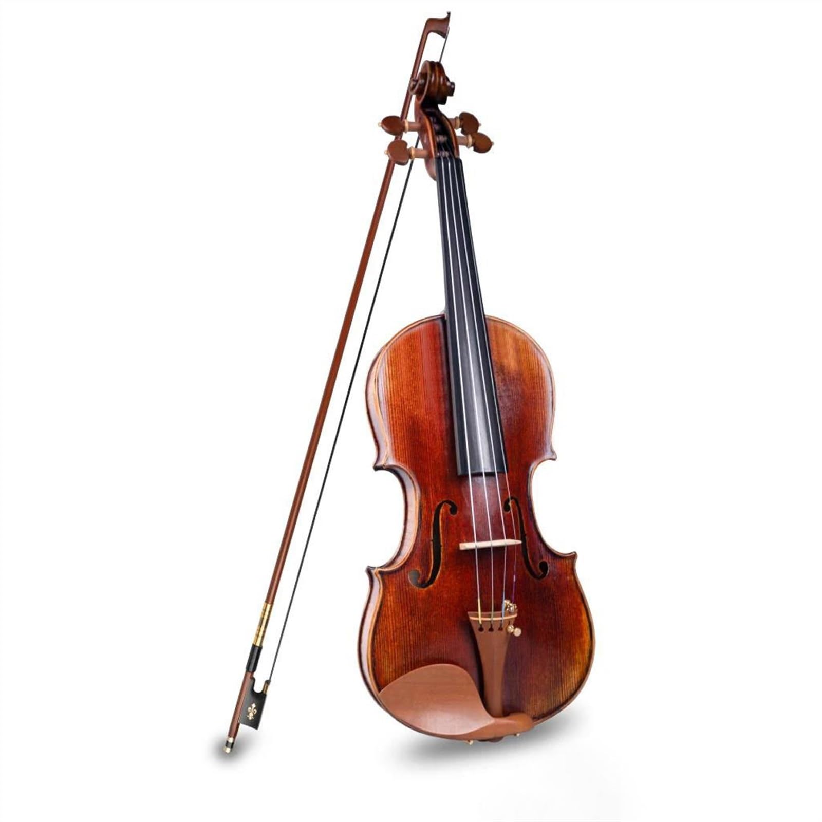 TSTS Geigenbogen voller Größe 4/4 Brasilholz-Geigenbogen, Schwarzes Rosshaar, Ebenholz, Fleur-de-Lis, Gut Ausbalanciert Für Anfänger Und Schüler