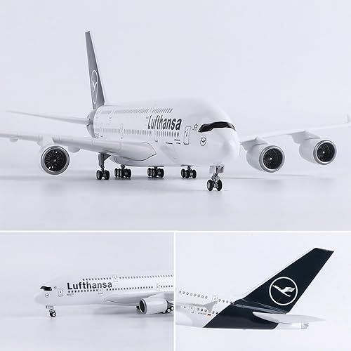 Miniatura 2 de 18.5 1160 Scale Model Airplane Lufthansa A380 Model Jet Collectibles Resin Plane Models with Wheels Diecast for Collection Gift Ornament (Color