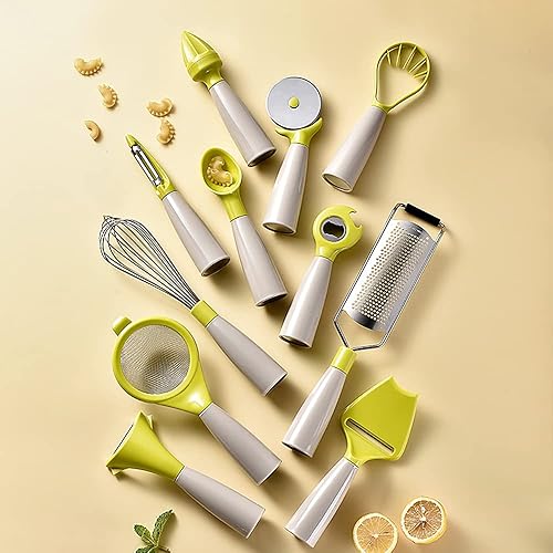 Miniatura 9 de A-XINTONG - Juego de 11 utensilios de cocina de acero inoxidable con mango suave al tacto para cuchara de helado, rallador de queso, filtro, batidor