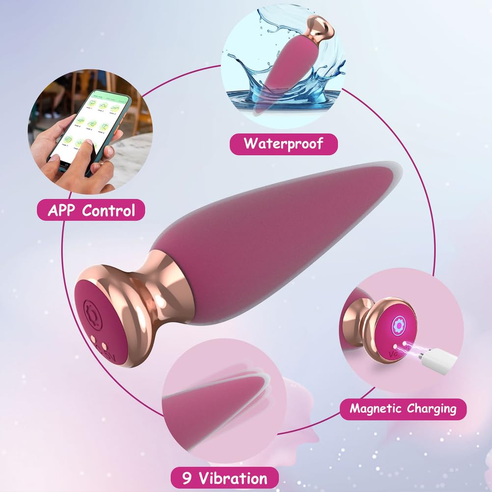 Vibrador De Tapón Anal Controlado por Aplicación, 9 Modos De Vibración Clásicos, Masajeador De Estimulación De Próstata del Punto G, Adecuado para Juguetes Sexuales para Adultos Y Parejas