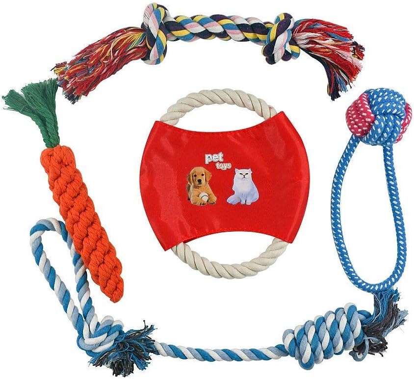 AIRGOOD Durable Dog Chew Toys, Funny Dog Interactive Rope Toys, 100% Safe Nontoxic Perfect Dog Gift Toy Set for Small and Medium Sized…