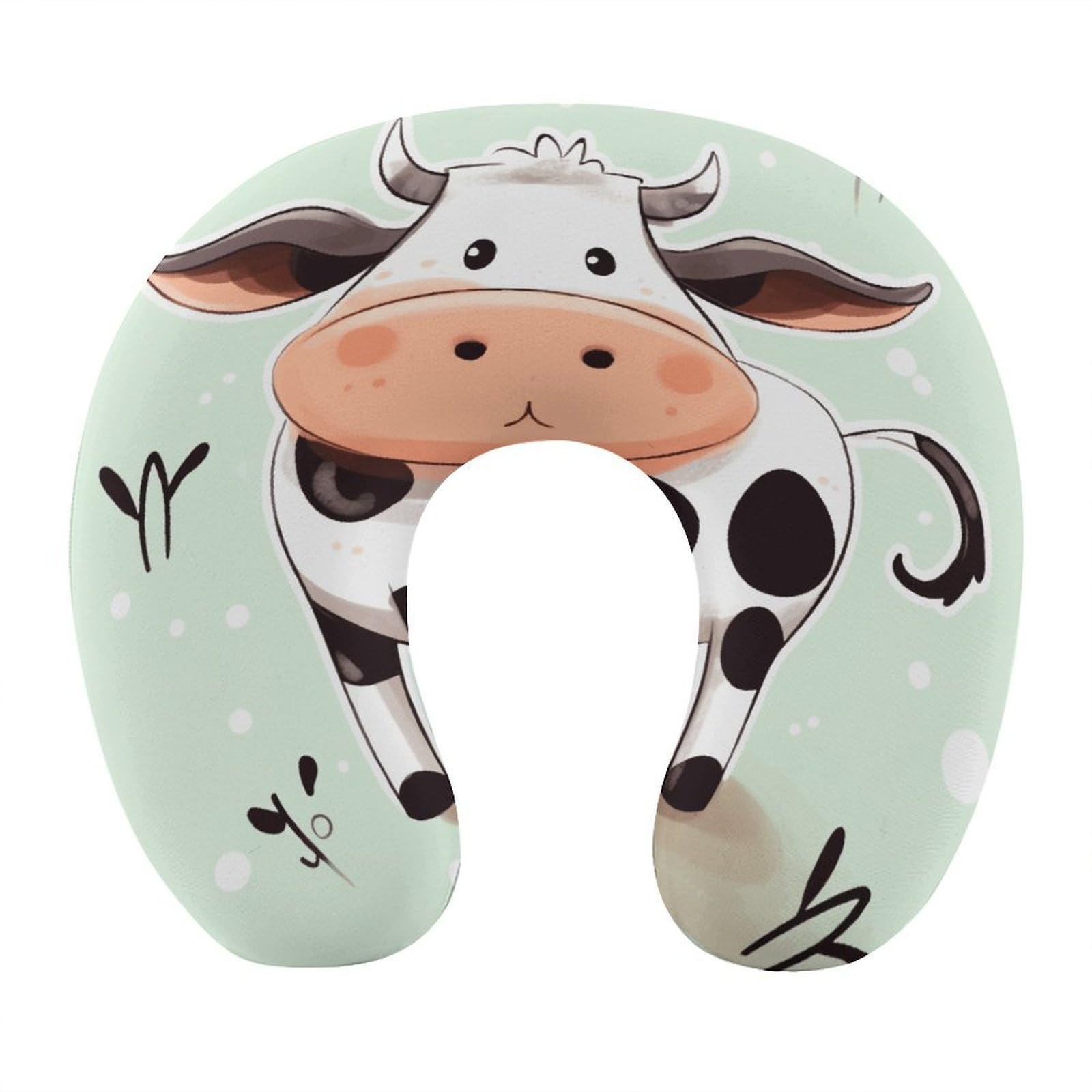 Btcowzrv Style Cute Cow Polka Dot U Shaped Neck Pillow Travel Pillows