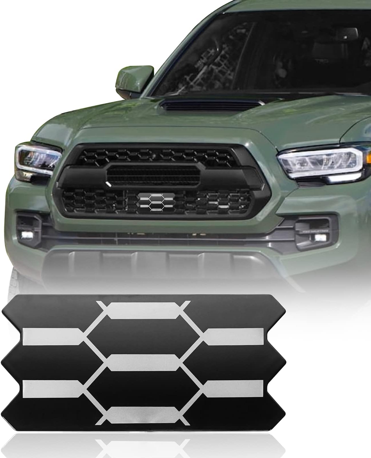 Hooke Road Tacoma Front Grille Garnish Radar Sensor Cover Replacement Compatible with Toyota Tacoma TRD Pro Grille 2018-2023