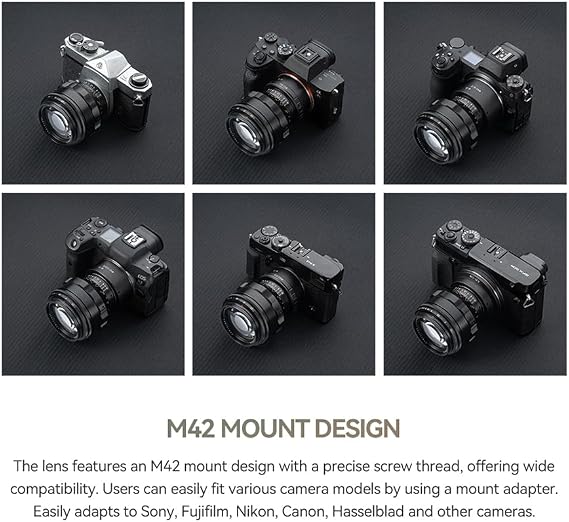 TTArtisan 75mm F1.5 Swirly Bokeh Full Frame Camera Lens Large Aperture Lens Compatible with M42 Mount Camera Lens (Black)