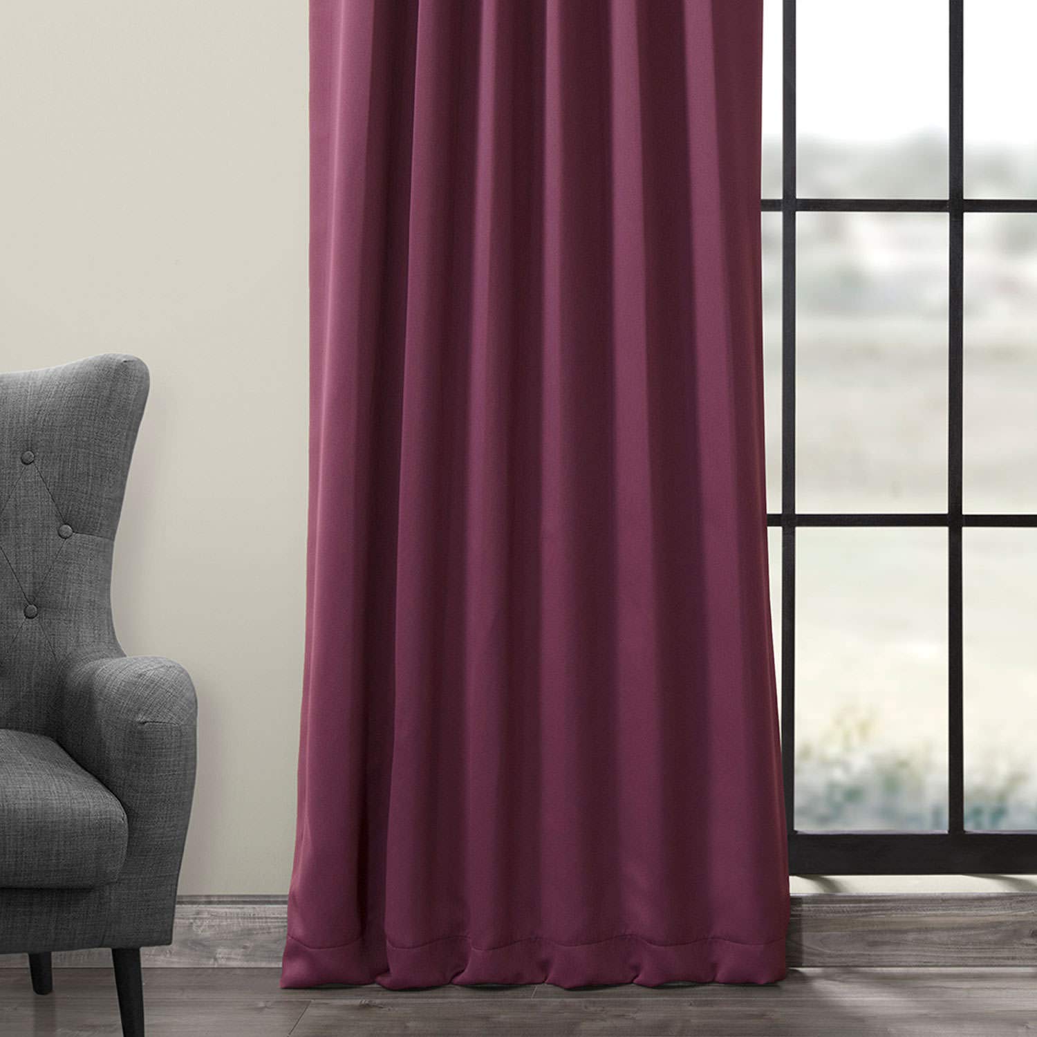 HPD Half Price Drapes Zasłona zaciemniająca do pokoju, sypialni i salonu (1 panel), 125 x 275 cm, kolor Aubergine