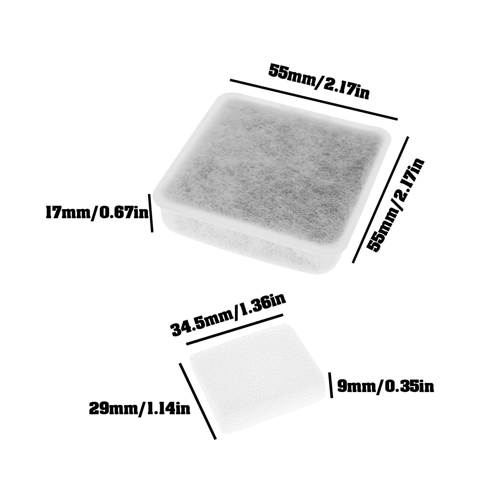 LT Easiyl 18 Pieces Pet Water Replacement Filters Activated Carbon PP Cotton Filters 55 * 55 * 17mm for Ceramic Water Fountain Filters White with Pump Filters - Image 4