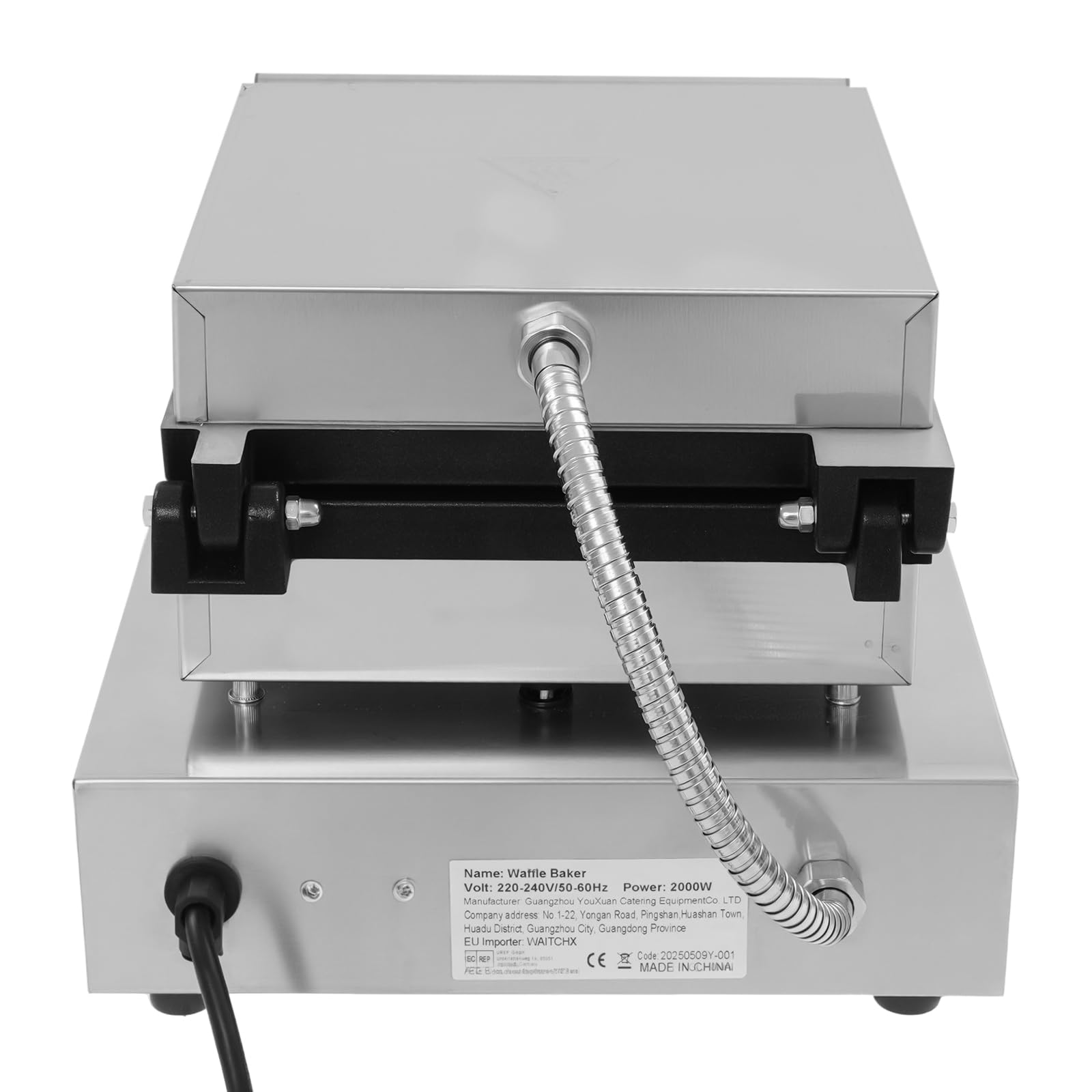 Gaufrier électrique 2000W Gaufrier Professionnel - Appareil à Gaufres pour 2 Gaufres - Revêtement Antiadhésif-Thermostat Réglable 50-300℃ - Cafétéria/Boulangerie/Snack-bar