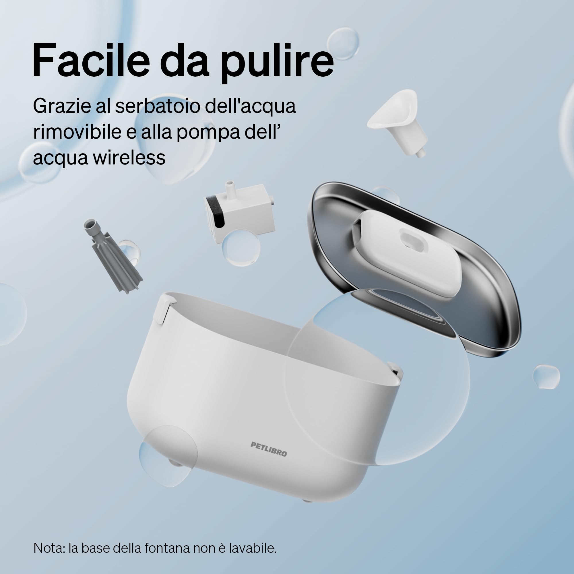 PETLIBRO Fontanella per Gatti con App, 2.4 GHz WiFi Dockstream 2,5L Fontana con Statistiche sull'Assunzione d'Acqua, Ultra Silenziosa, Distributore di Bevande con Vassoio in Acciaio Inossidabile