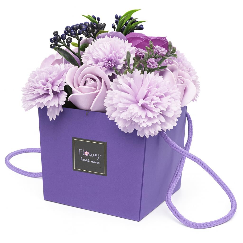 Soap Flowers Bouquet Lavender Roses and Carnations - Mothers Day Flowers