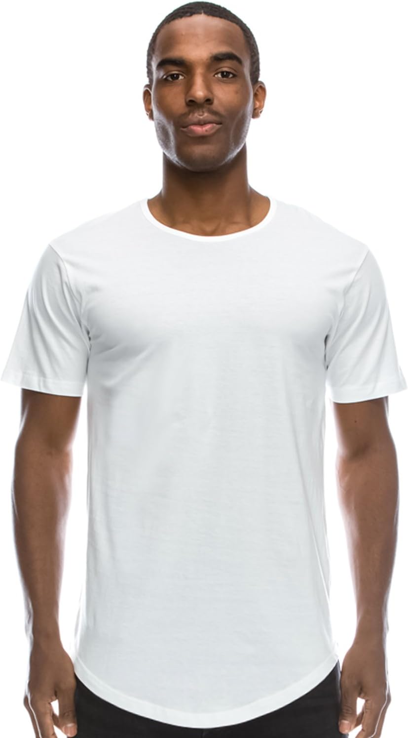 Mens Hipster Hip Hop Elong Longline Crewneck T-Shirt