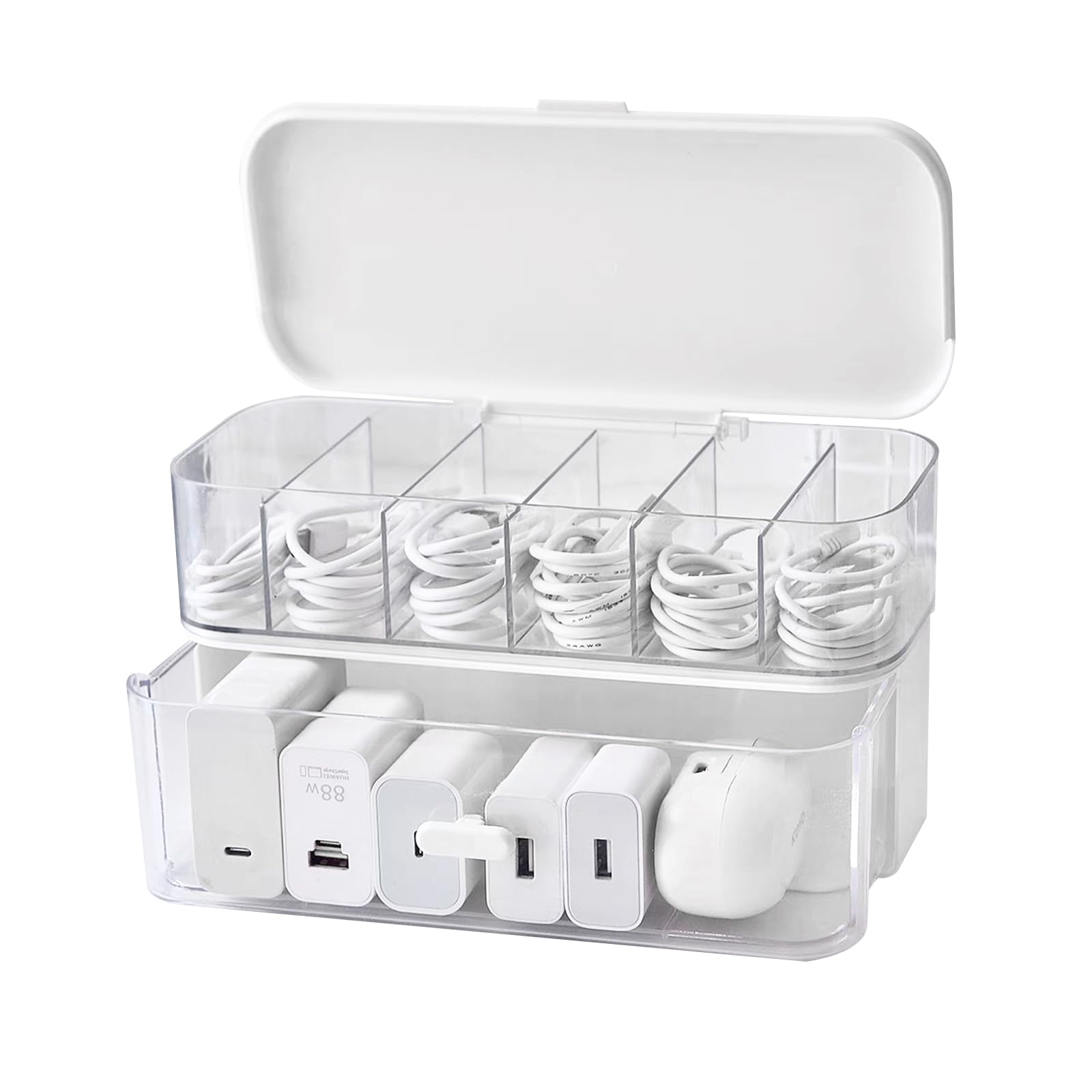 整理中 Amazon.co.jp: siawadeky ケーブル 収納ボックス 2層 6仕切り