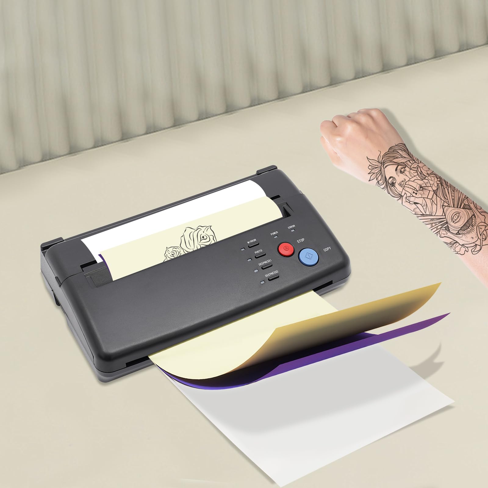 Stampante termica per tatuaggi A4, stampante termica per tatuaggi e tatuaggi, carta di trasferimento e pellicola, per professionisti e fai da te