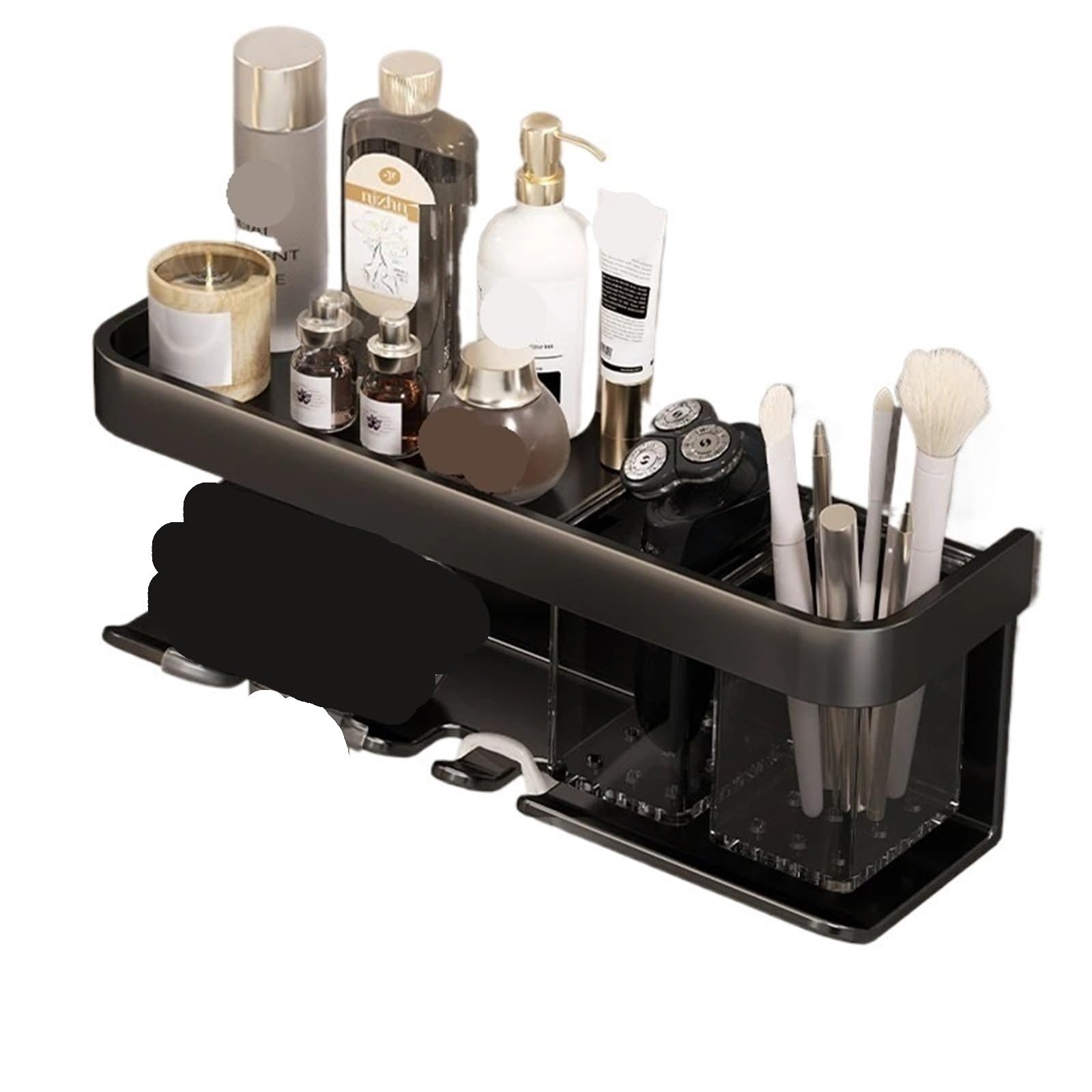 Badezimmerregal Make-up-Aufbewahrungsorganisator Aluminiumlegierung Haartrocknerhalter Badezimmerzubehör Wandregal Für Haartrockner(Black)